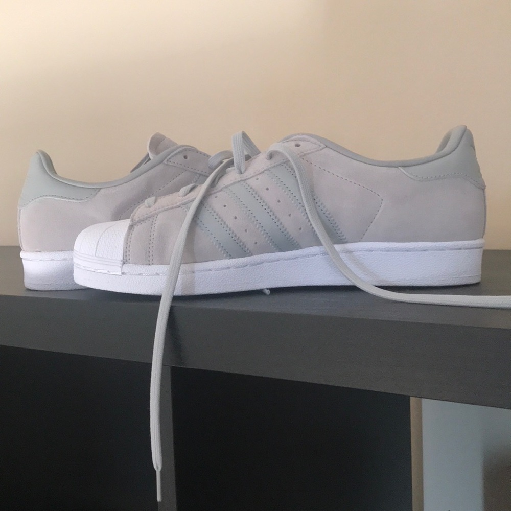 Adidas Gray superstar NEVERWORN suede shell tops